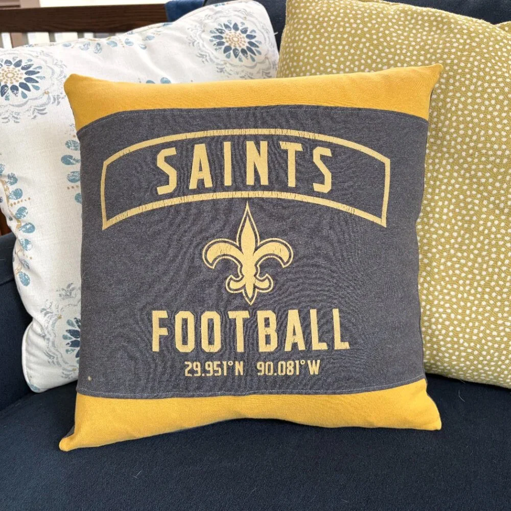 New Orleans Saints NFL Handmade reworked t-shirt 16x16 throw Pillow Cover